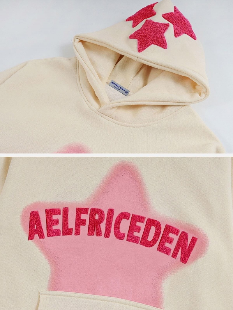 Sweat a Capuche Aelfric Eden Vintage Embroidery Star Blanche | SWQ-82721640